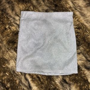Silver Glitter Mini Skirt